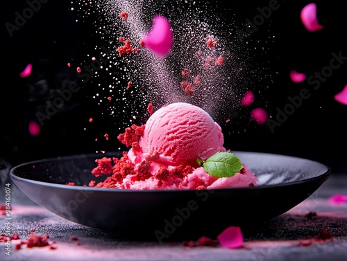 Malabi rosewater pudding ice cream with orchid root powder from Israel photo