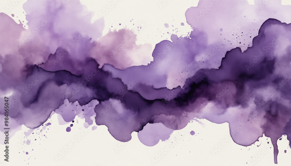 Obraz premium Fond abstrait violet texture éclaboussures coulures nuages peinture art aquarelle liquide fumée encre vaporeux dégradé.