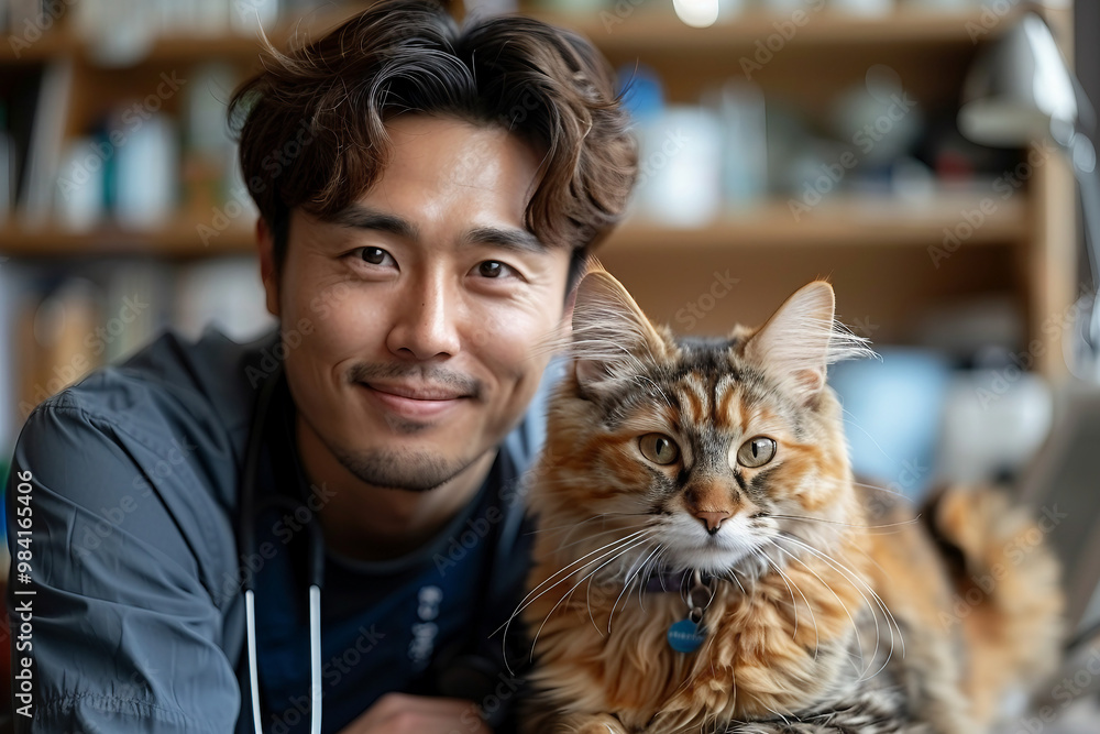 Photo of love and harmony between human and pets generative ai Photo of love and harmony between human and pets generative ai