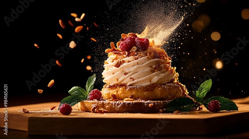 Pithivier almond creamfilled puff pastry ice cream from France photo