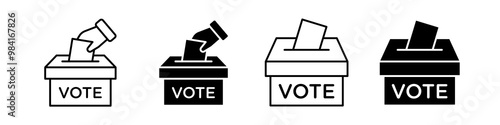 voting ballot box vector icon set