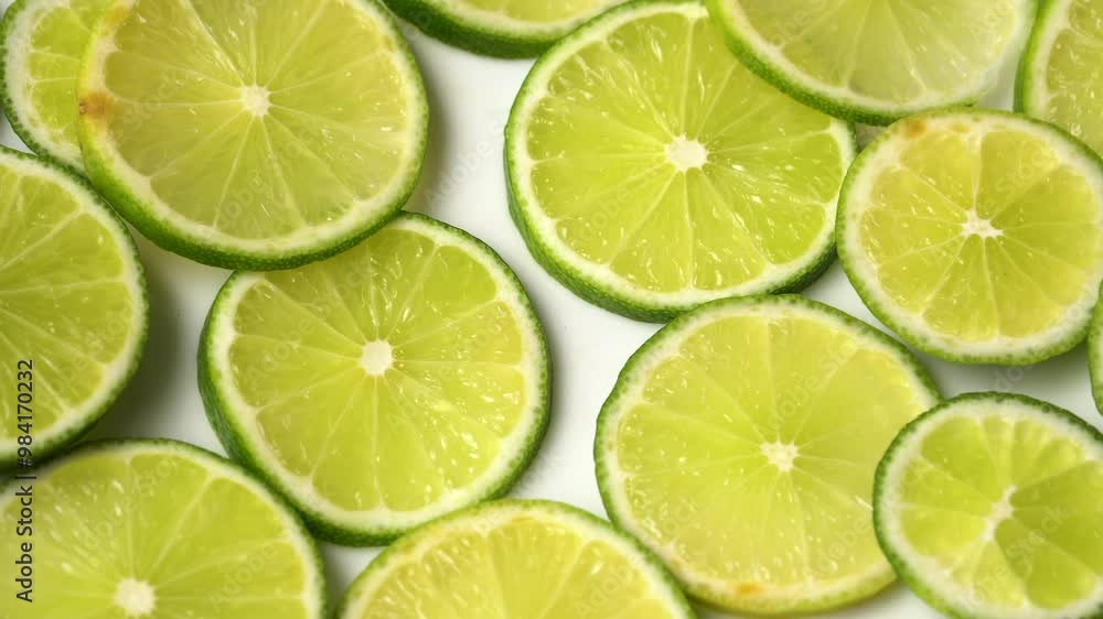 Lime Lemon slices fruit food sour taste Vitamin C native to Asia rotating Lime Lemon slices fruit food sour taste Vitamin C native to Asia rotating