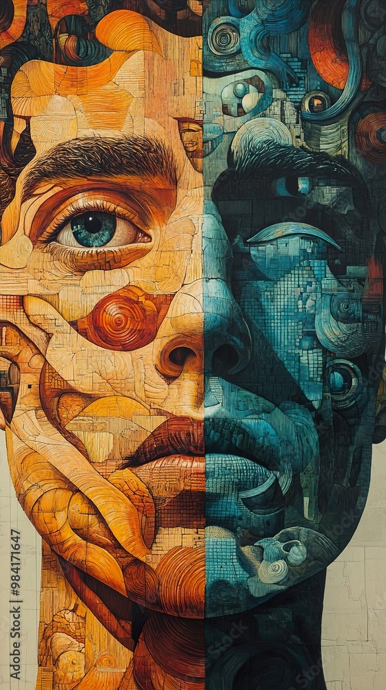 Abstract Mosaic Portrait: A Split Identity Abstract Mosaic Portrait: A Split Identity