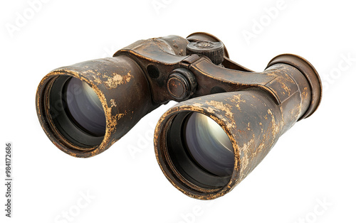 Military binoculars isolated on white or transparent background