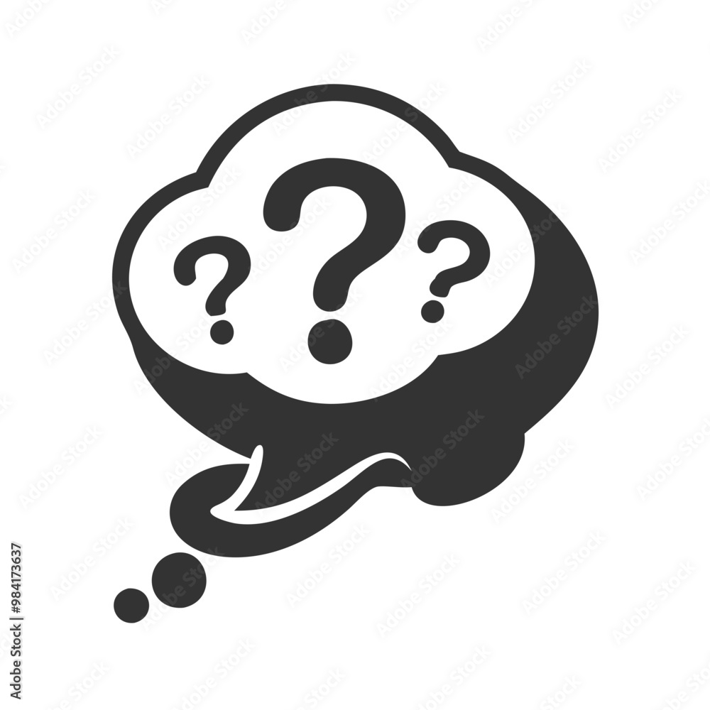 Thinking Cloud with Multiple Question Marks, Black and White, Problem Solving Concept Thinking Cloud with Multiple Question Marks, Black and White, Problem Solving Concept