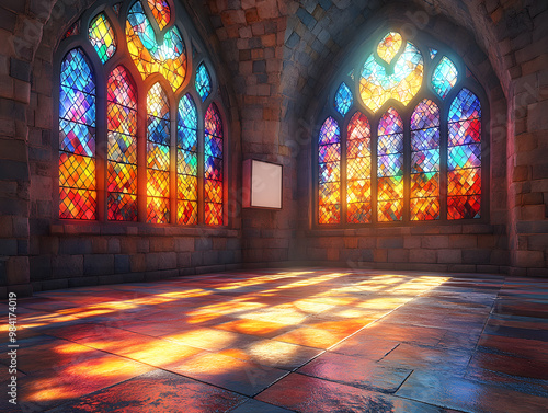 Medieval Tapestry of Light: Stained Glass and Historys Canvas photo