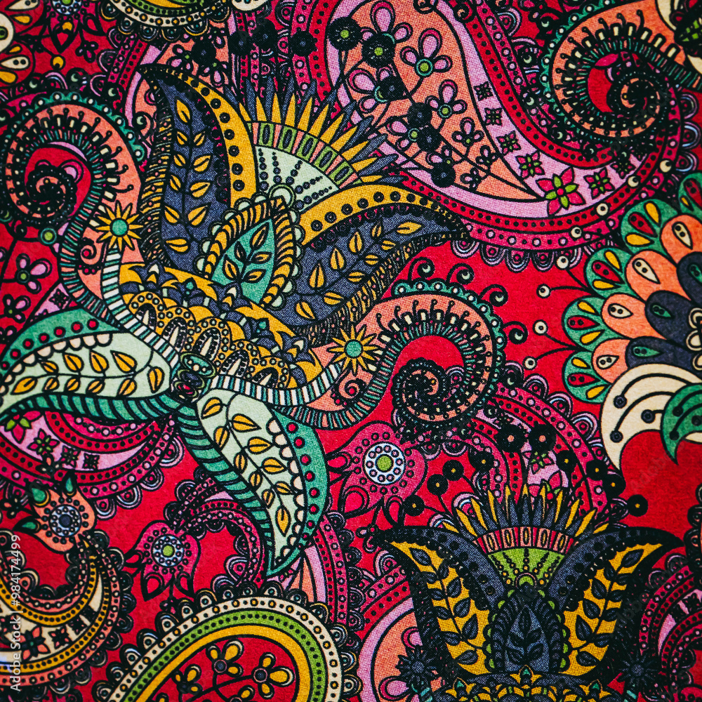 Arrière plan coloré avec motif graphique floral mandala coloriage