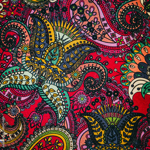 Obraz na płótnie Arrière plan coloré avec motif graphique floral mandala coloriage w salonie
