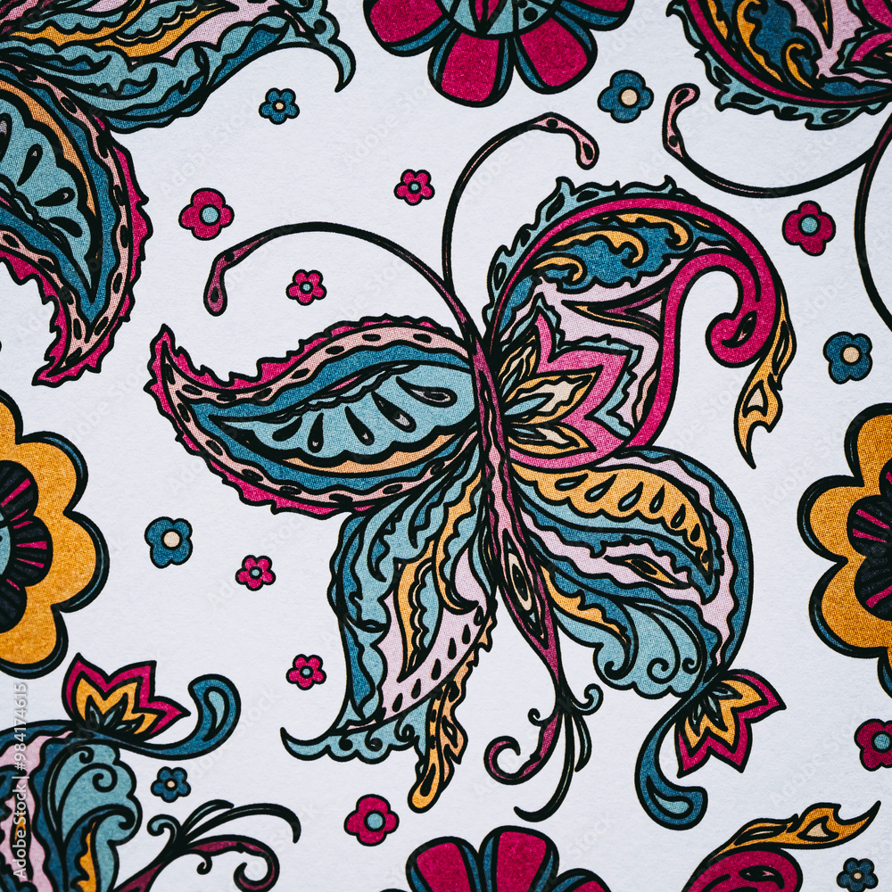 Arrière plan coloré avec motif graphique floral mandala coloriage