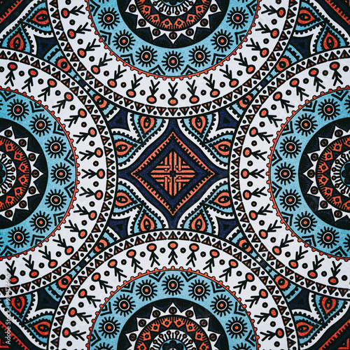 Obraz na płótnie Arrière plan coloré avec motif graphique floral mandala coloriage w salonie