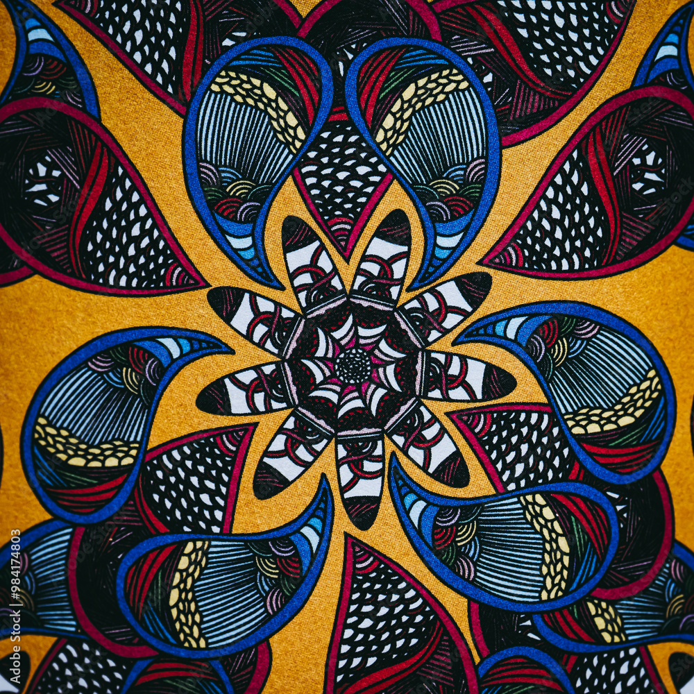 Arrière plan coloré avec motif graphique floral mandala coloriage