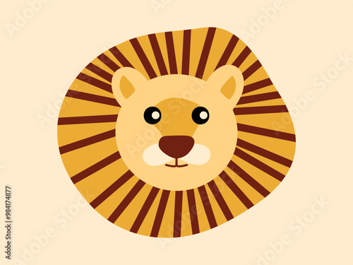 Photography Lion on beige background. Wild animals. Vector illustration