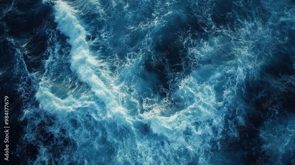 Aerial view of ocean waves crashing against the shore with deep blue water creating a dynamic and peaceful coastal scene Aerial view of ocean waves crashing against the shore with deep blue water creating a dynamic and peaceful coastal scene
