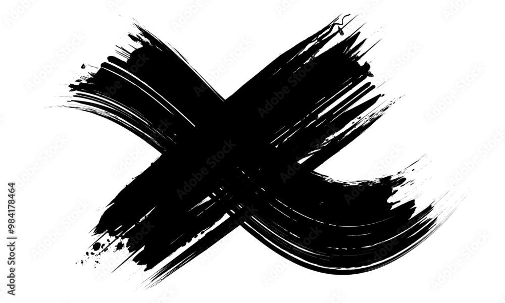 Fototapeta premium Grunge Brush Stroke X Cross Paint Splash Isolated Vector Icon with Transparent Background