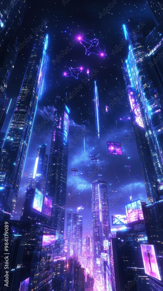 A stunning panoramic view of a futuristic cityscape showcasing a high-tech metropolis A stunning panoramic view of a futuristic cityscape showcasing a high-tech metropolis
