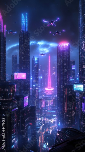 Wallpaper Mural A stunning panoramic view of a futuristic cityscape showcasing a high-tech metropolis Torontodigital.ca