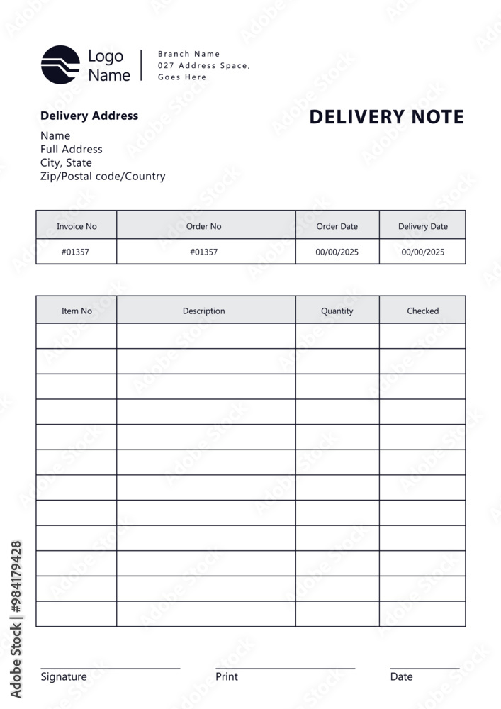 Free Delivery Note Template Free Delivery Note Template