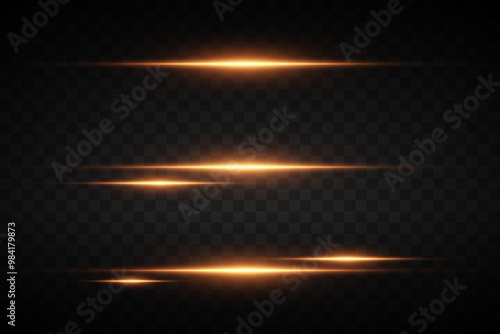  Set of magic light lines. Neon laser beams of light. On transparent background.