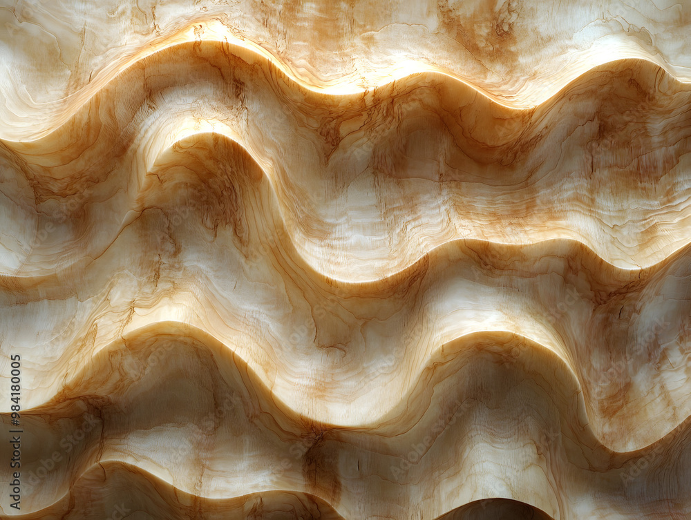 Obraz premium Elegant abstract wavy pattern in warm tones, showcasing a smooth and textured surface for design and decor inspiration.