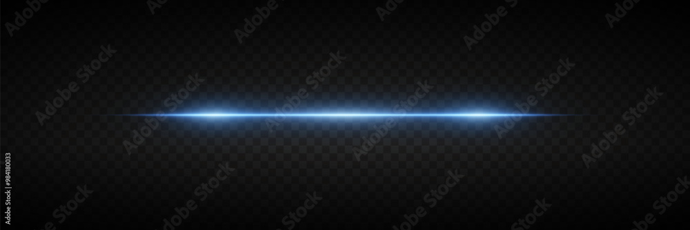Blue neon lines of light. Horizontal rays of light. On a transparent background. Blue neon lines of light. Horizontal rays of light. On a transparent background.