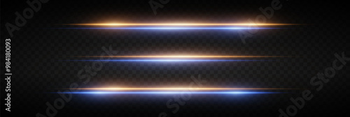 
Set of magic light lines. Neon laser beams of light. On transparent background.