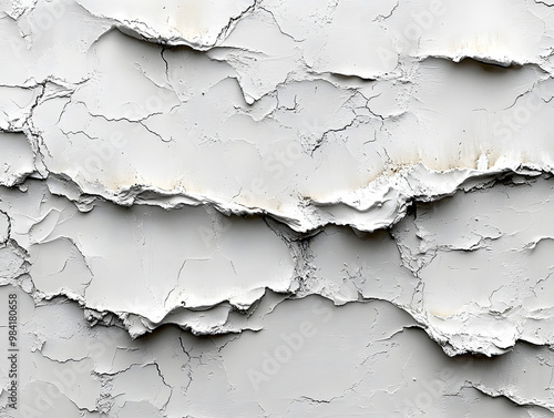 Wallpaper Mural Textured surface featuring cracked white paint layers, ideal for backgrounds, designs, and artistic projects. Torontodigital.ca