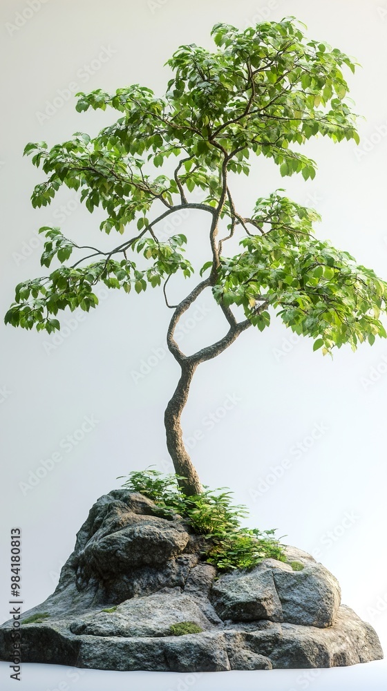 Tranquil Tree on a Rock: A Minimalist Landscape Tranquil Tree on a Rock: A Minimalist Landscape