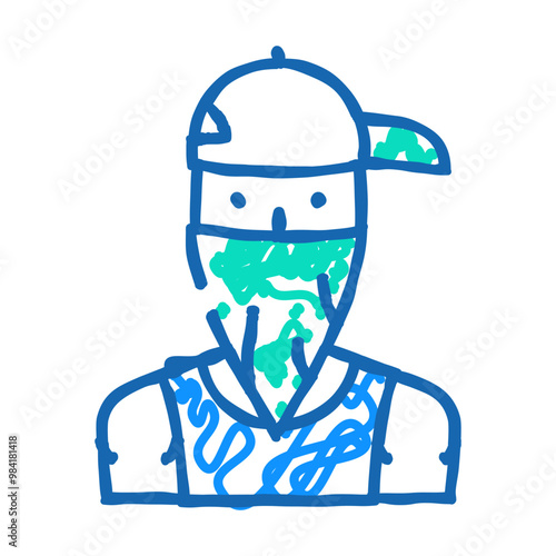 gangsta rapper doodle icon sketch vector. gangsta rapper sign. isolated symbol illustration