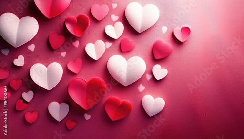 Wedding hearts, hearts background, Layered Paper Heart Design on a Pink Background, Valentine's Day background