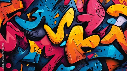 Wallpaper Mural Abstract Colorful Graffiti Art with Bold Shapes and Textures Torontodigital.ca