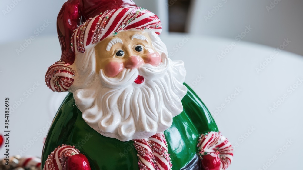 Festive Santa Figurine with Green and Red Details Festive Santa Figurine with Green and Red Details