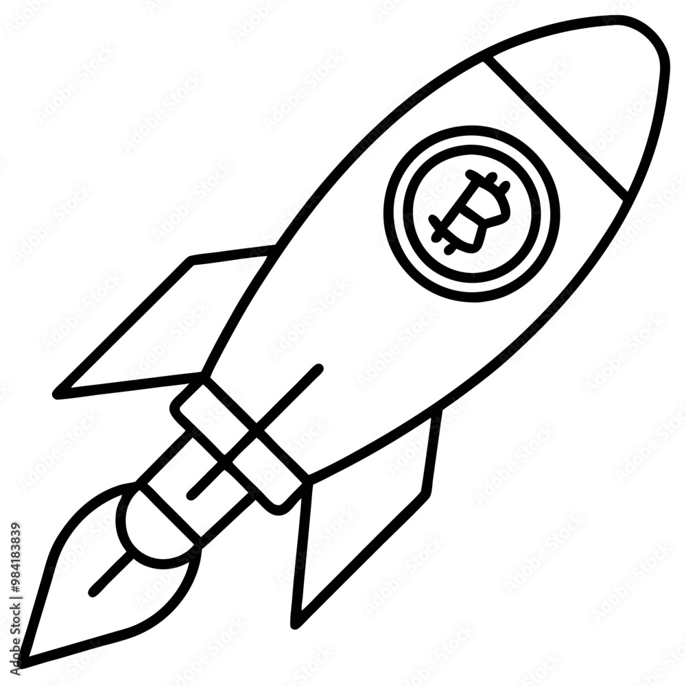 Obraz premium Rocket with the Bitcoin logo