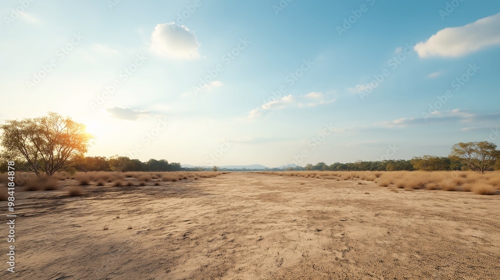 Serene Landscape with Open Sky and Dry Terrain