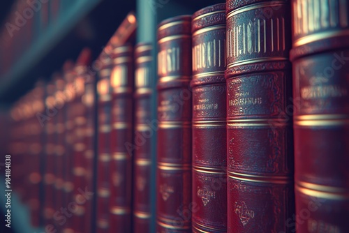 Illuminated Legal Knowledge - Digital 3D Rendering of Eye-Level Angle Law Books with Intricate Detailing and Shadows