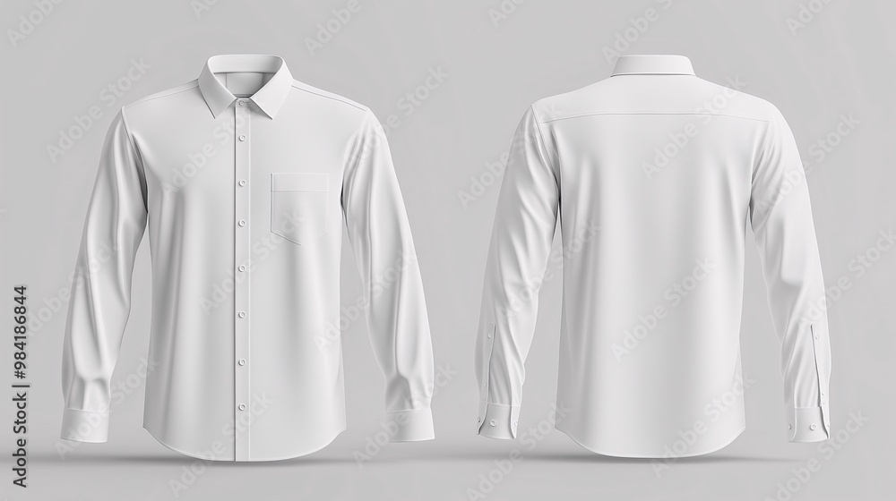 White Long Sleeve Shirt Front and Back View White Long Sleeve Shirt Front and Back View
