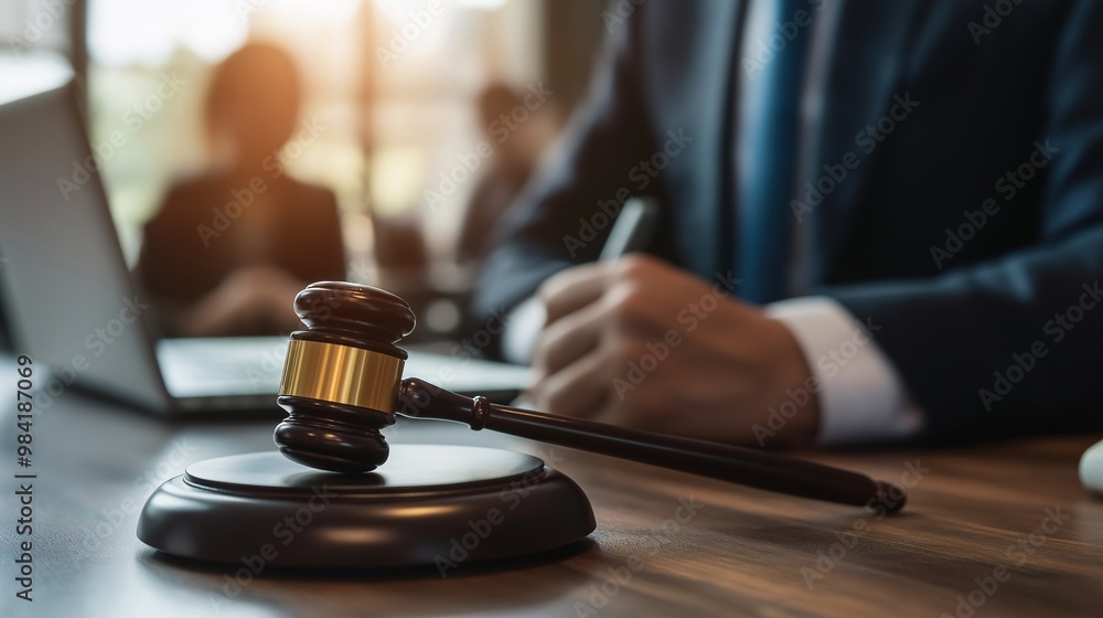 Professional Legal Setting with Gavel and Documents Professional Legal Setting with Gavel and Documents