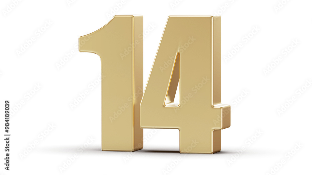 Golden 3D Number 14 Golden 3D Number 14