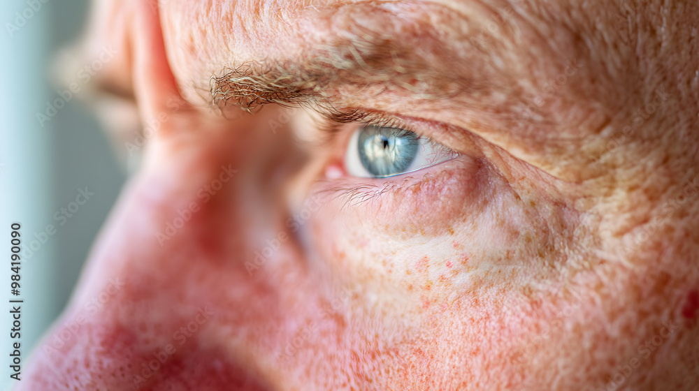 Close up face of elderly man with wrinkled and problem skin. Dermatology concept Close up face of elderly man with wrinkled and problem skin. Dermatology concept