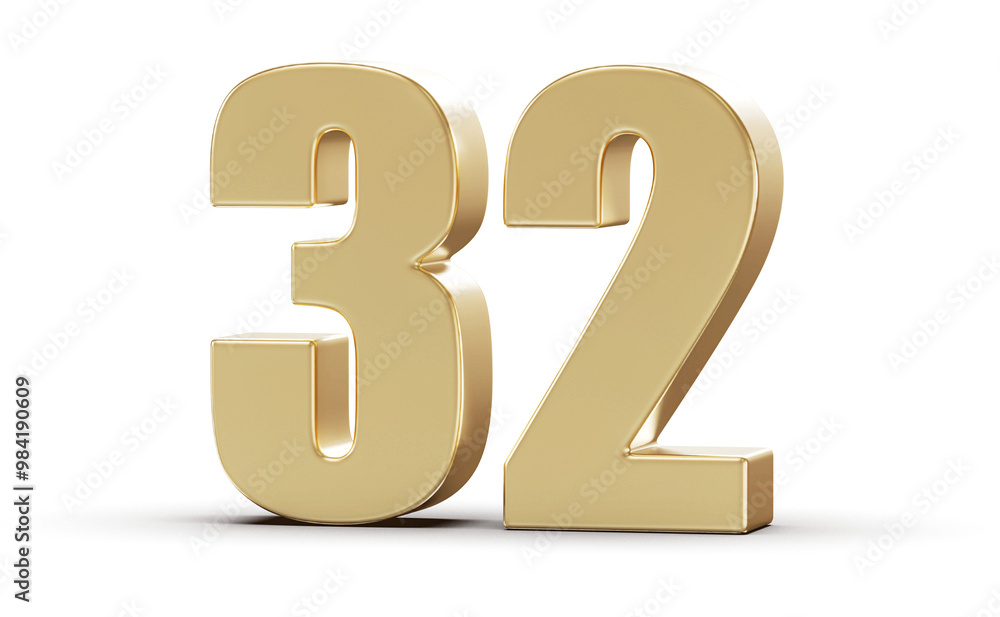 Golden 3D Number 32 Golden 3D Number 32