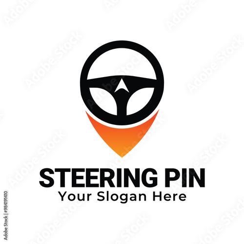 Steering wheel and gps location logo symbol. Drive Point Logo. Driver Pin Combined with Steering wheel icon. Steering Map Pin Car Driver Navigation Find Logo Design.