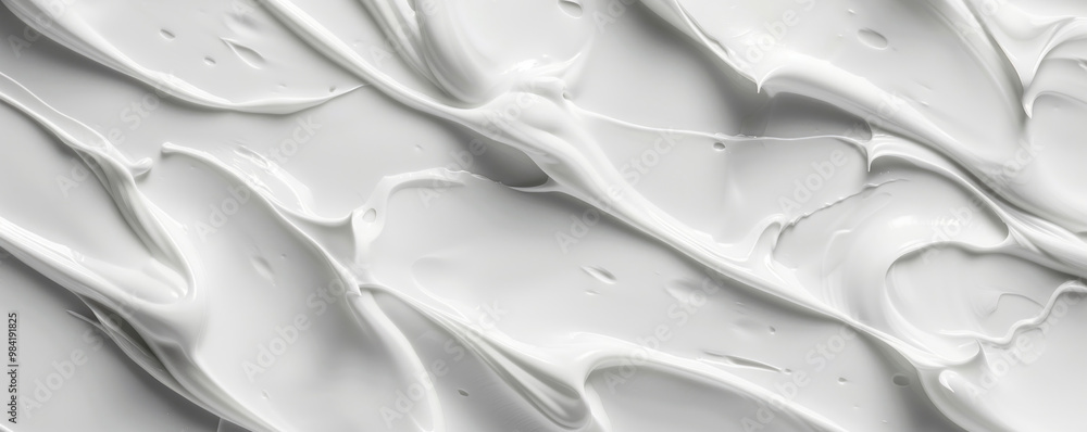 White cosmetic cream with wavy texture on a white background. White cosmetic cream with wavy texture on a white background.