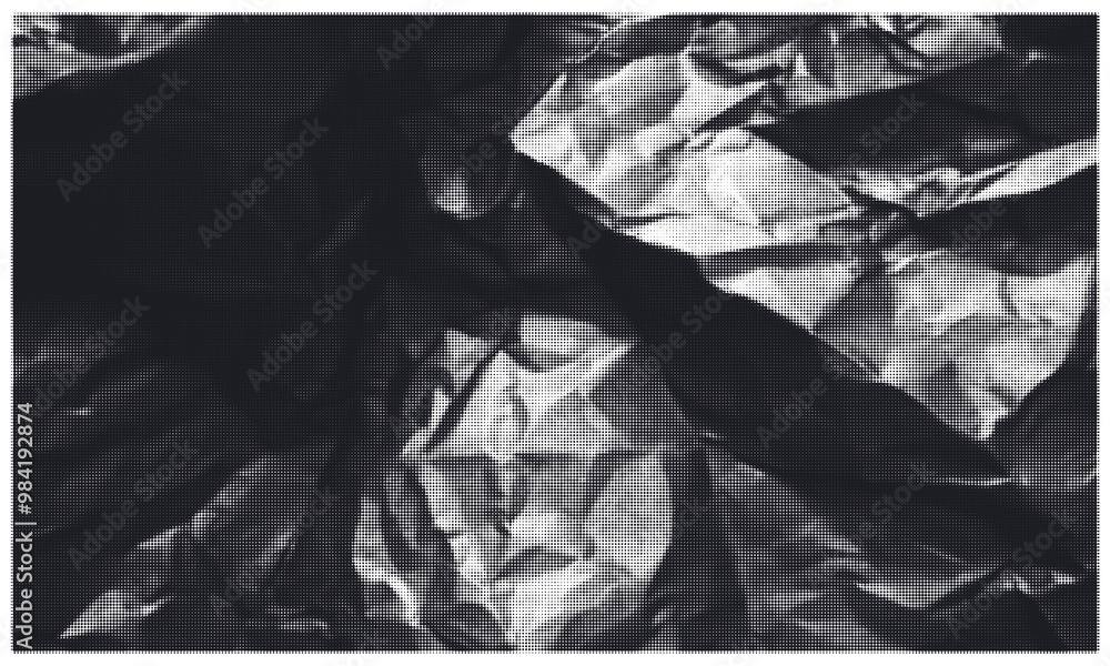 Fototapeta premium Dark Crumpled Paper Halftone Texture