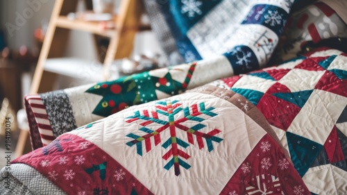 Festive Quilts Decorate Cozy Living Room Space