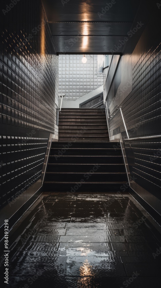 Modern Staircase Leading to Bright Light Above Modern Staircase Leading to Bright Light Above