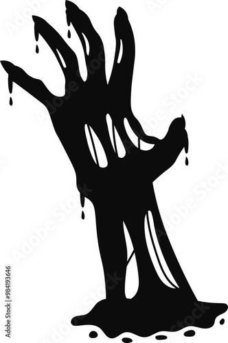 Halloween zombie hands silhouettes, vector horror holiday. Scary monsters arms reaching out from cemetery grave ground. Evil dead man, spooky