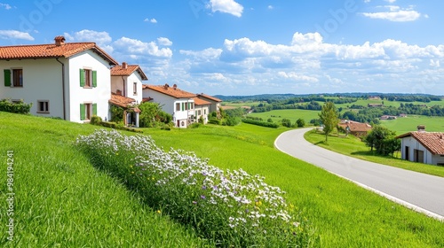 Charming Countryside Homes Under Blue Sky