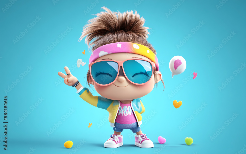 3D animated cute character wearing oversized sunglasses and casual clothing in a playful confident pose with a cartoonish and trendy design 3D animated cute character wearing oversized sunglasses and casual clothing in a playful confident pose with a cartoonish and trendy design