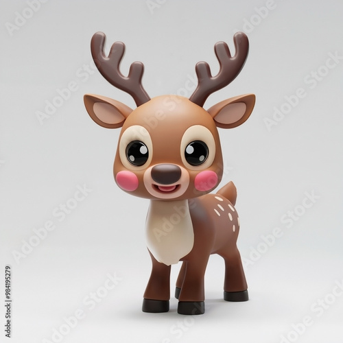 Cute smiling reindeer. 3d render illustration.