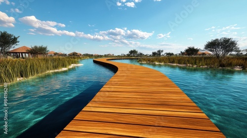 Serene Biodiverse Wetland Oasis: Encouraging Conservation through Eco-Conscious Interpretive Signs and Sustainable Tourism Boardwalk