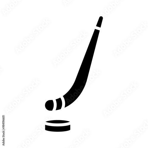 Hockey Stick and Puck glyph icon